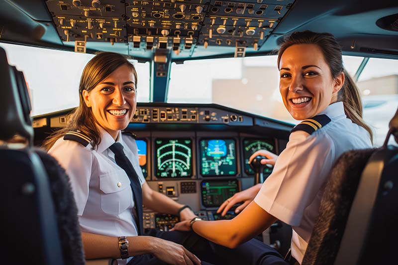 Female Pilots in Cockpit