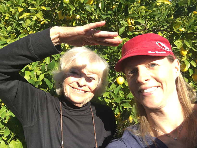 Karen Morss and Madeleine Gilad in 2017 at Karen’s lemon orchard near KSFO